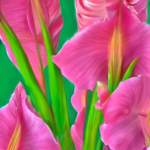 Prompt: Gladiolus in pink by von Gogh