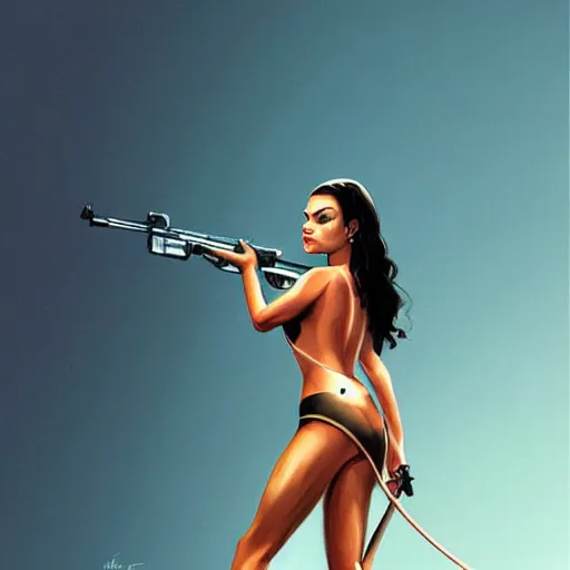 Image similar to Mila Kunis as a Bond girl, Michael Whelan, artstation