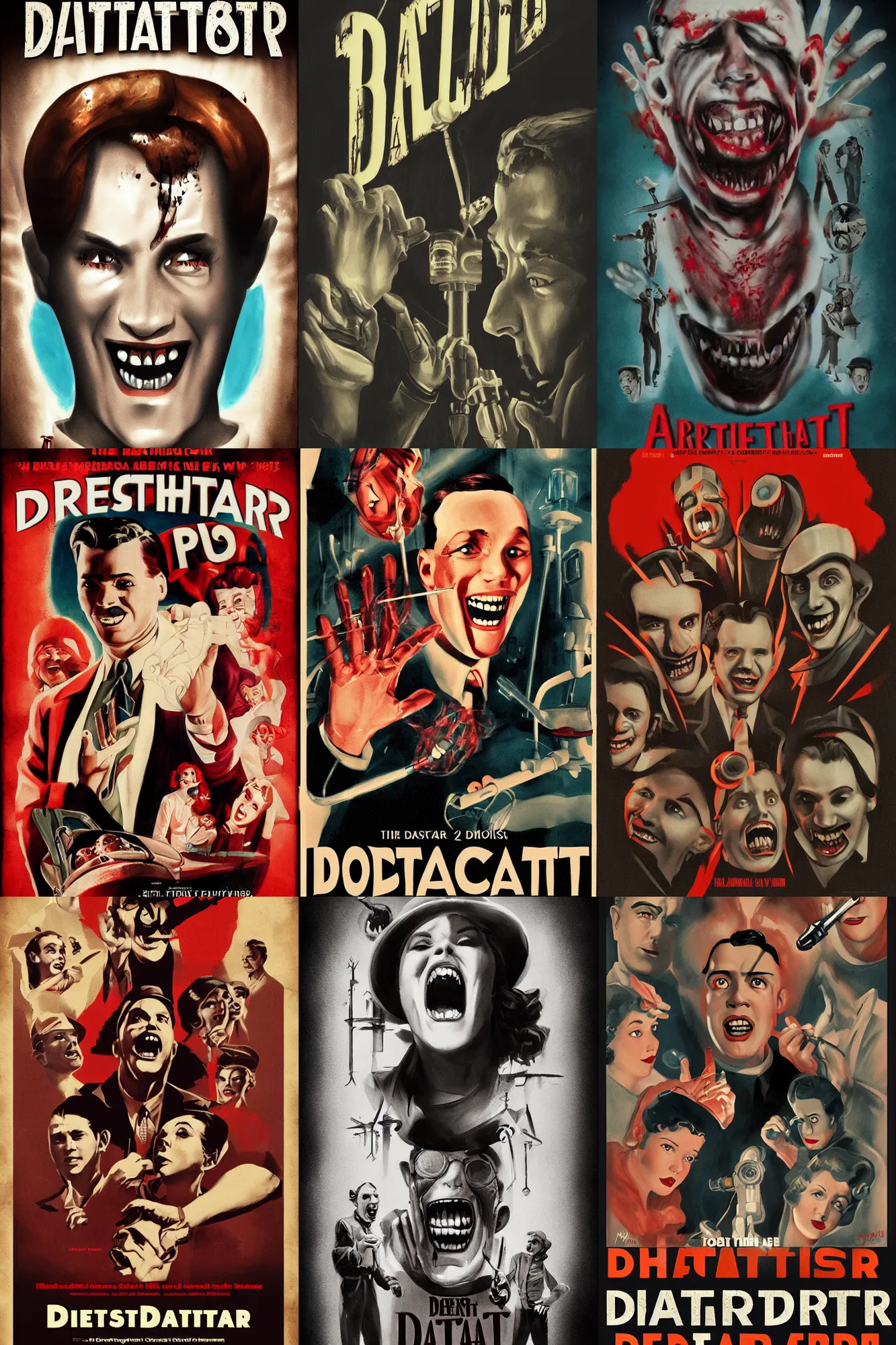 Prompt: movie poster, fanart, promotional image the dentist, 3 0 s horror movie, digital art, trending on artstation