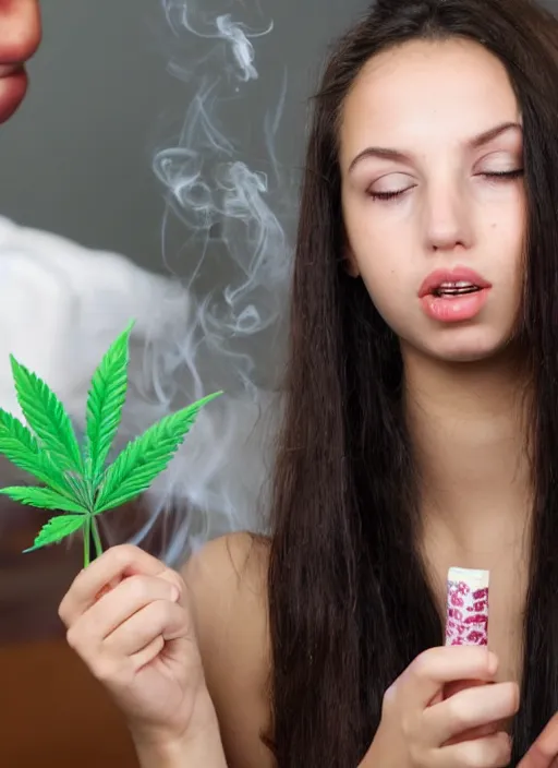 Image similar to young female smoking weed for the first time and it goes wrong
