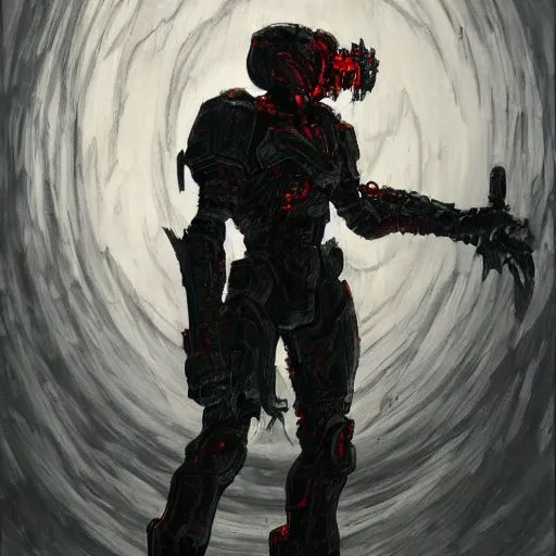 Image similar to doom slayer, painted by tsutomu nihei, painted by stanley lau