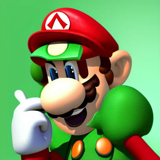 Image similar to 3 d render of mario eating a green and white mushroom