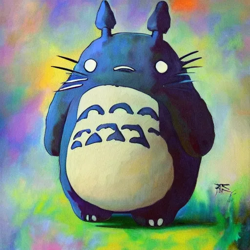 Image similar to a beautiful painting of totoro dancing at the disco, highly detailed, sharp, 4 k, 8 k, oil on canvas