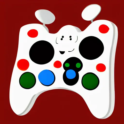 Image similar to Digital drawing of a controller with a cartoon face and a birthday hat, white backgound