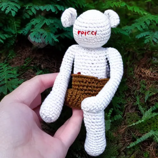 Image similar to amigurumi crocheted toy of rodin's thinker