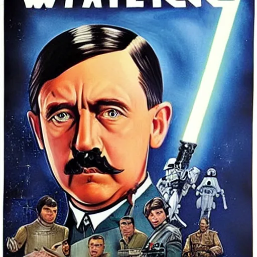 Image similar to detailed star wars movie poster with adolf hitler and lord rothchild