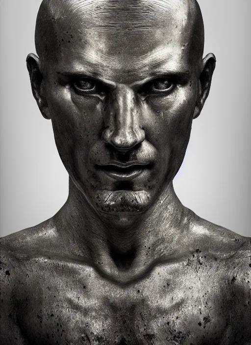 Prompt: portrait of the greek god janus, hyper realistic, silver, cinematic lighting, studio portrait against a black background, modern fine art, fractal, intricate, elegant, highly detailed, digital photography, subsurface scattering, in the style of ghost, by jheronimus bosch and yue minjun and giger and greg rutkowski,