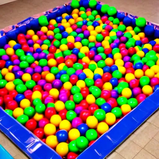 Image similar to a ball pit with human legs