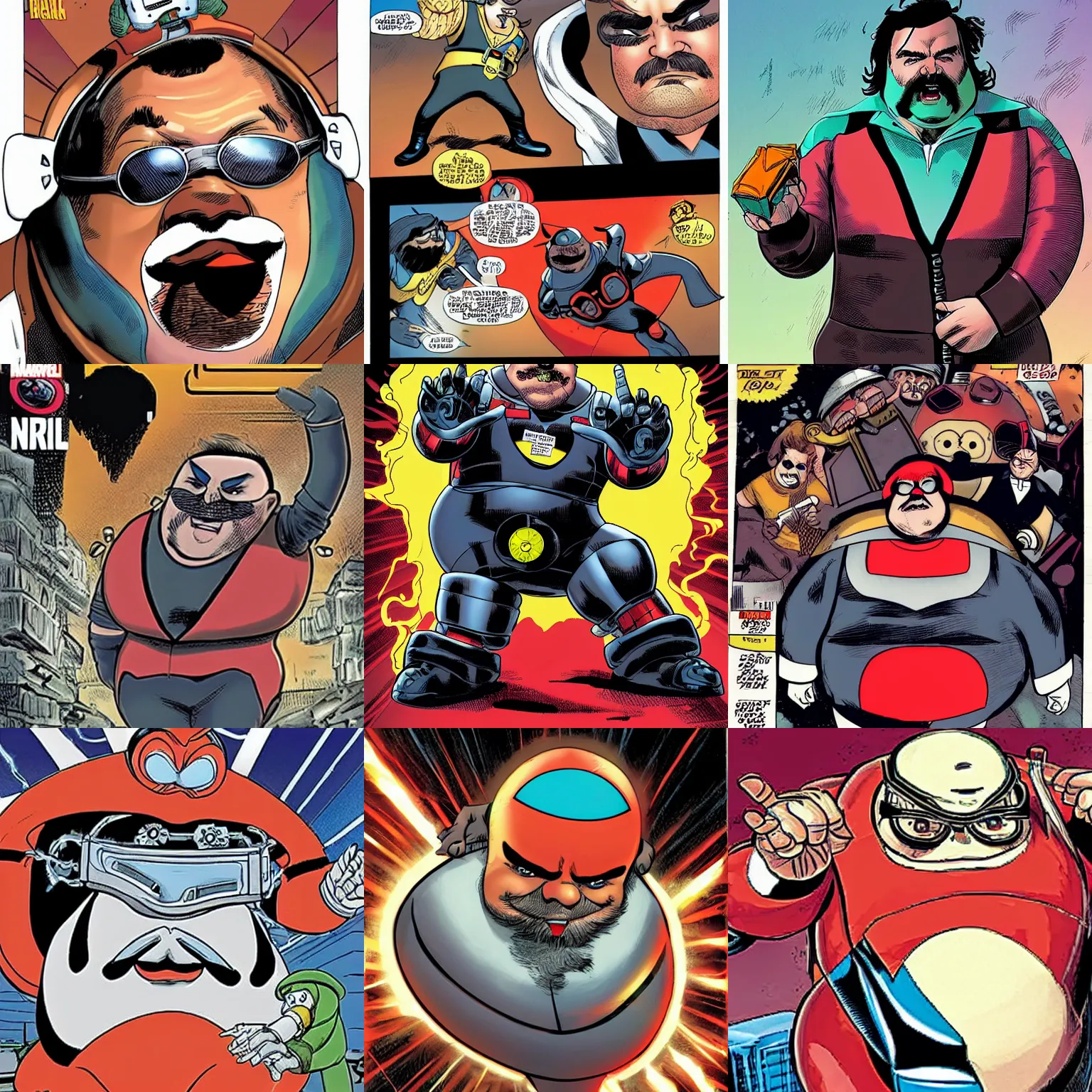 Prompt: jack black as dr robotnik in a marvel comic