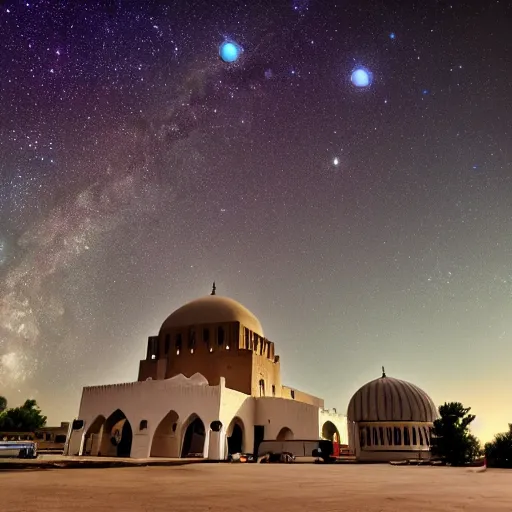 Image similar to mosque surrounded by nebula clouds