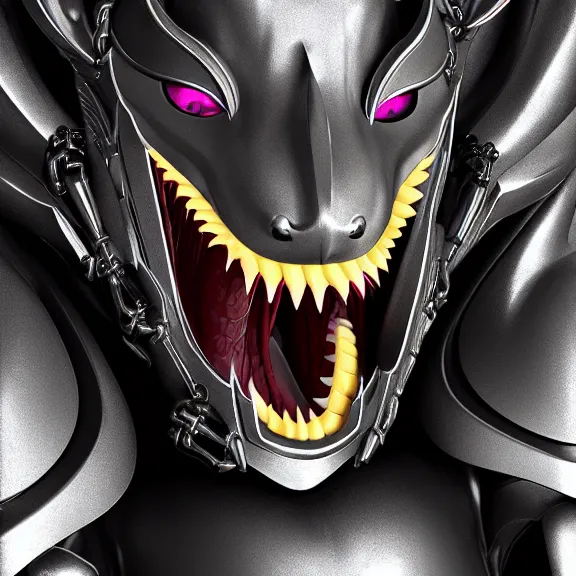 Image similar to detailed close maw shot of a gigantic goddess elegant beautiful stunning anthropomorphic hot robot mecha female dragon, eating tiny scared humans, with sleek silver metal armor and cat ears, OLED visor over eyes, micro art, vore, digital art, mawshot, dragon vore, dragon maw, furry art, high quality, 8k 3D realistic, macro art, micro art, Furaffinity, Deviantart, Eka's Portal, G6