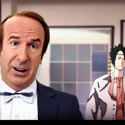 Prompt: youtube screenshot of saul goodman reacting to naruto