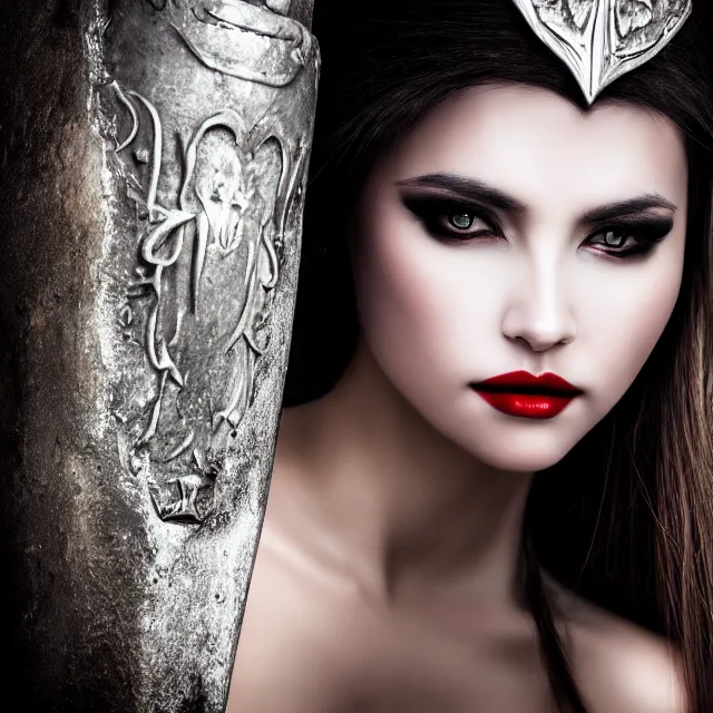 Image similar to photo of a very beautiful!! vampire warrior queen highly detailed 8 k hdr smooth sharp focus high resolution award - winning photo dslr 5 0 mm