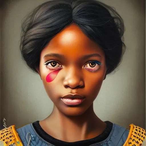 Image similar to Stockholm city portrait, black young girl, Pixar style, by Tristan Eaton Stanley Artgerm and Tom Bagshaw.