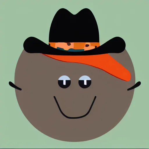 Prompt: happy salmon wearing a cowboy hat, vector, plain background