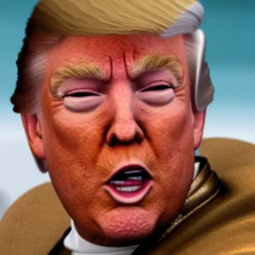 Image similar to A film still of Donald Trump as obi wan kenobi realistic,detailed