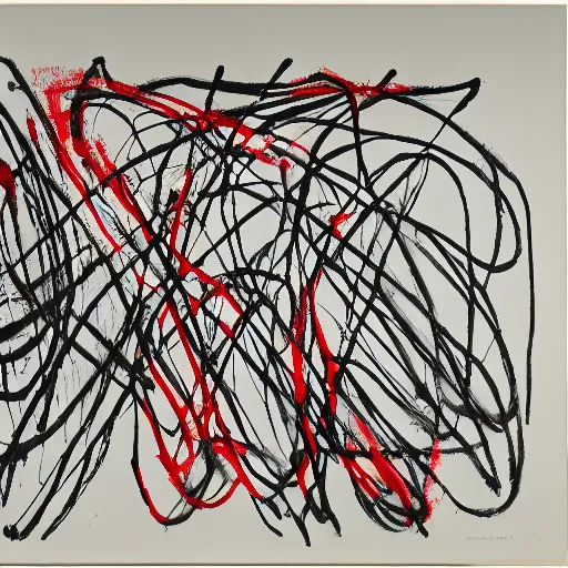 Image similar to ( dancers dancing dance ) curves ( black white red ) ( big circle ) twombly breathtaking piece museum of modern art new york