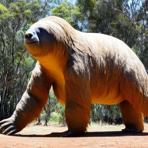 Prompt: a giant ground sloth in australia