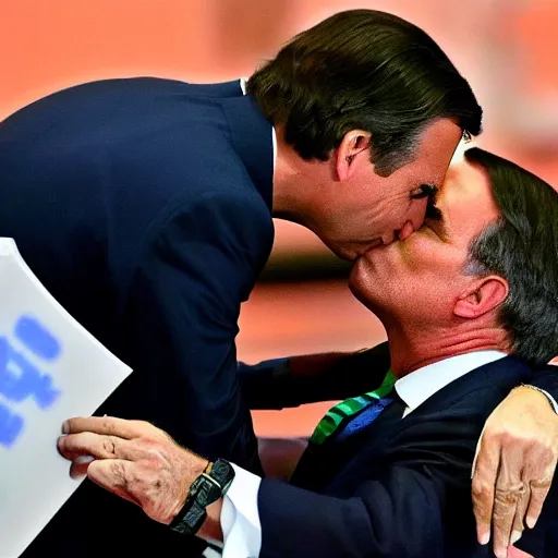 Prompt: joe biden kissing Jair Bolsonaro