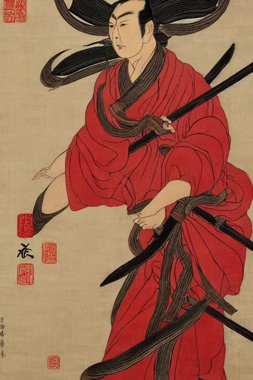 Image similar to a masterpiece portrait of legendry nezha flies riding on the wind fire wheels across the sea, water everywhere, chinese mythology, side view, red cloth around his shoulders, hold spear, cinematic, fantasy character portrait, highly detailed, by ne zha ( 2 0 1 9 ), fenghua zhong