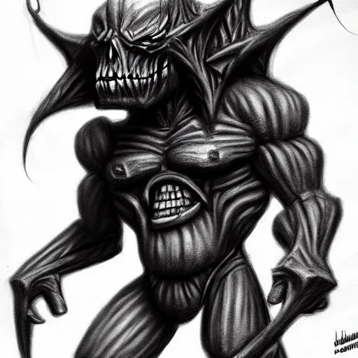 Prompt: deathmetal goblin heavy charcoal sketch, trending on artstation