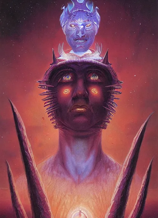 Prompt: a beautiful matte painting portrait of the lamp god, the old days, the outer god from the starry sky in lord of mysterious by wayne barlowe