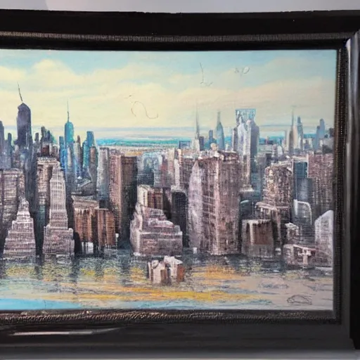 Prompt: extremely detailed landscape painting of new york city after a natural disaster