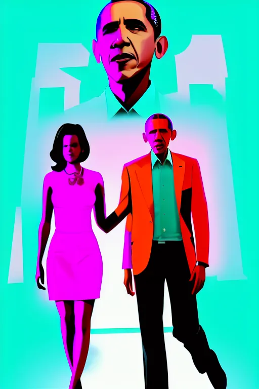 Prompt: obama and his daughter, gta vice city style art, pop art, no duplicate image, glowing lights, ultra details, digital painting, artstation, concept art, smooth, sharp focus, illustration, intecrate details, art by richard hamilton and mimmo rottela, pixels art by kirokaze and paul robertson