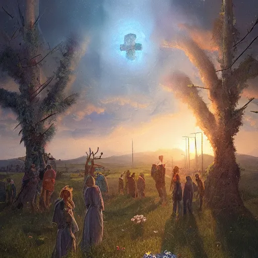 Image similar to midsommar alternate stories : the apocalypse, oil painting, ultradetailed, artstation, ultradetailed, digital painting, ultradetailed