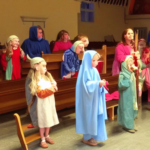 Image similar to child in church nativity play, cellphone picture