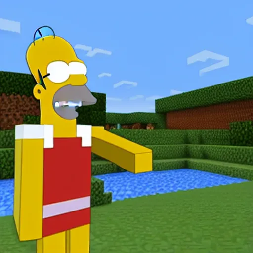 Image similar to Homer Simpson in Minecraft