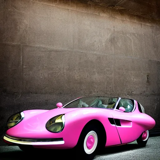 Prompt: Elegant photography of the pink panther car