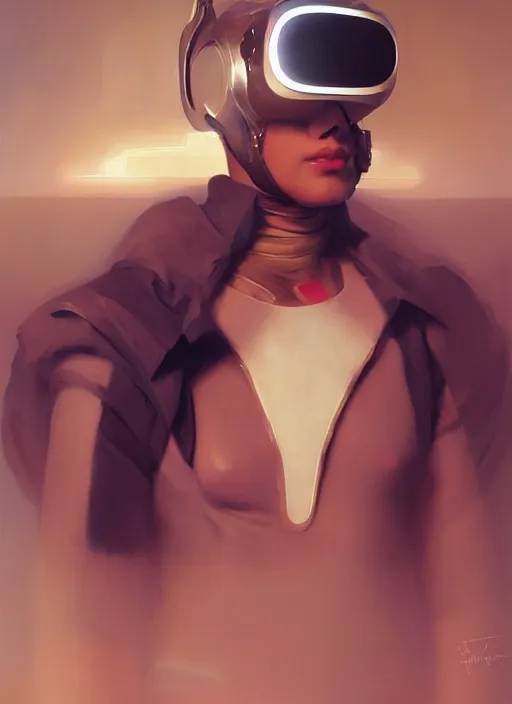 Image similar to future fashion futurism as thufir hawat, human computer, VR headset, cyber augmentation implant, digital art from artstation by Ruan Jia and Mandy Jurgens and Artgerm and william-adolphe bouguereau