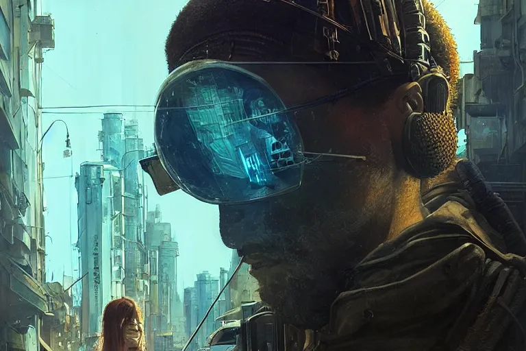 Prompt: A solarpunk very highly detailed terrorist with very highly detailed face on the street of a very highly detailed smooth solarpunk city digital concept art by Greg Rutkowski, neofuturistic highly detailed, digital concept art, Dimensional cyan gold natural light, sharp focus, Golden Ratio illustration, realistic concept art by Stephen Hickman and James Gurney and Hiromasa Ogura Ghost in the Shell rendered in Octane Render, From the distance