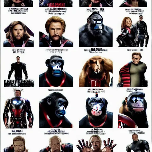 Prompt: Avengers poster but with chimpanzees