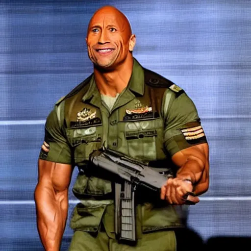 Prompt: dwayne johnson as indonesia army