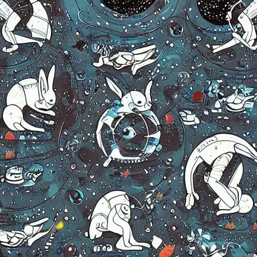 Image similar to A lost sci-fi rabbit, space rabbit, interstellar black hole, by James Jean And WLOPPRO