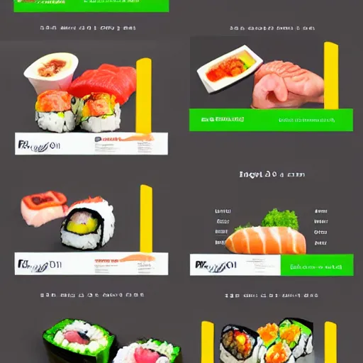 Image similar to fusion sushi menu,promotional,studio lighting,high quality