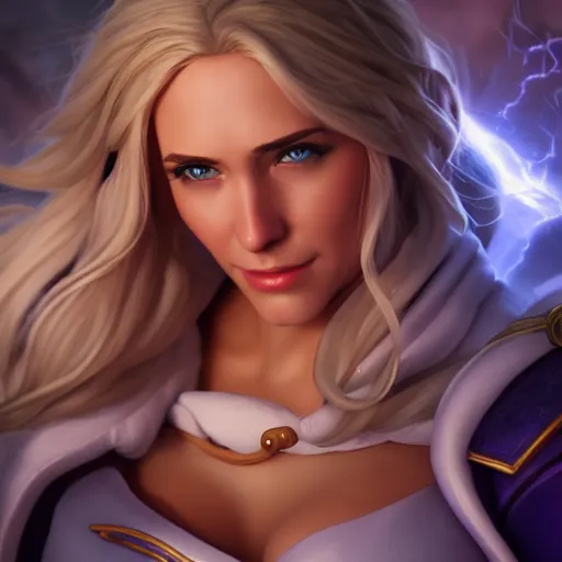 Prompt: realistic still of jaina proudmoore amazing details 8 k beautiful ultra realistic sharp focus cinematic lightning in the style of artgerm