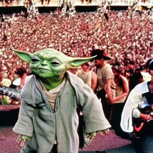 Image similar to yoda performing at woodstock