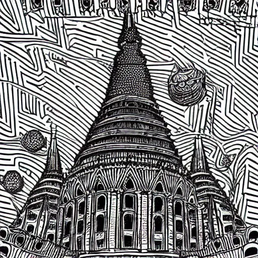 Image similar to psychedelic mole antonelliana in the style of robert crumb, with hallucinogenic mushrooms in the background, vivid colours
