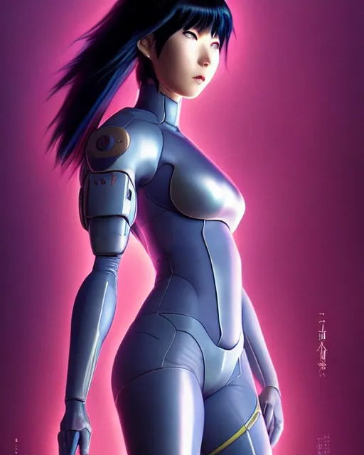 Image similar to weta disney pixar movie still portrait photo of motoko kusanagi ghost in the shell : : as cyborg woman by pixar : : by weta, wlop, ilya kuvshinov, rossdraws, artgerm, marvel, maxim cover, latex, octane render, sweaty, iridescent, bright morning, anime, liosh, mucha : :