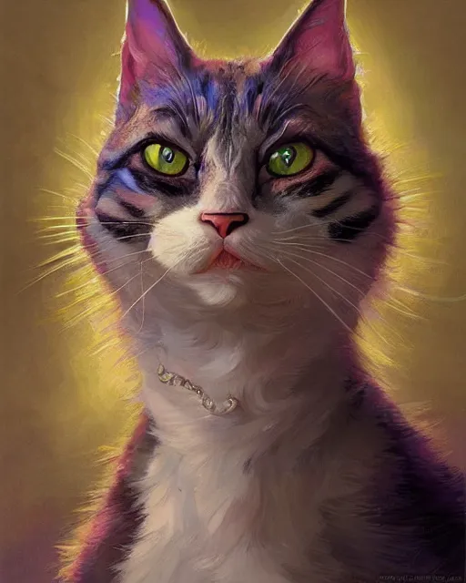 Image similar to lady misfortune the cat | highly detailed | from the pixar film sneaky cats | very intricate | cinematic lighting | award - winning | closeup portrait | by donato giancola and mandy jurgens and charlie bowater | featured on artstation