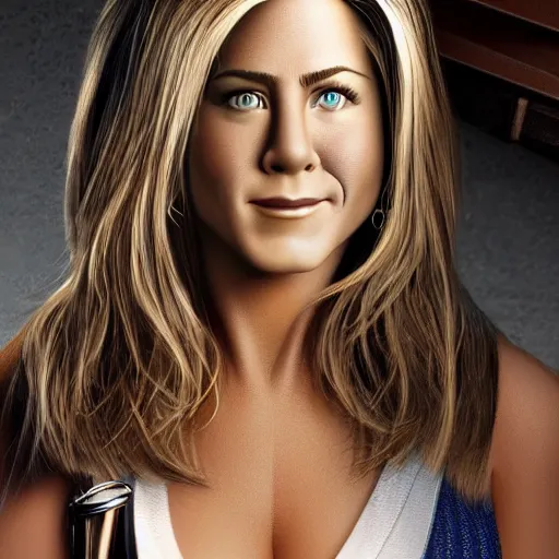 Prompt: animatronic Jennifer Aniston, exposed wires, photo, Stan Winston studios, detailed, 4k