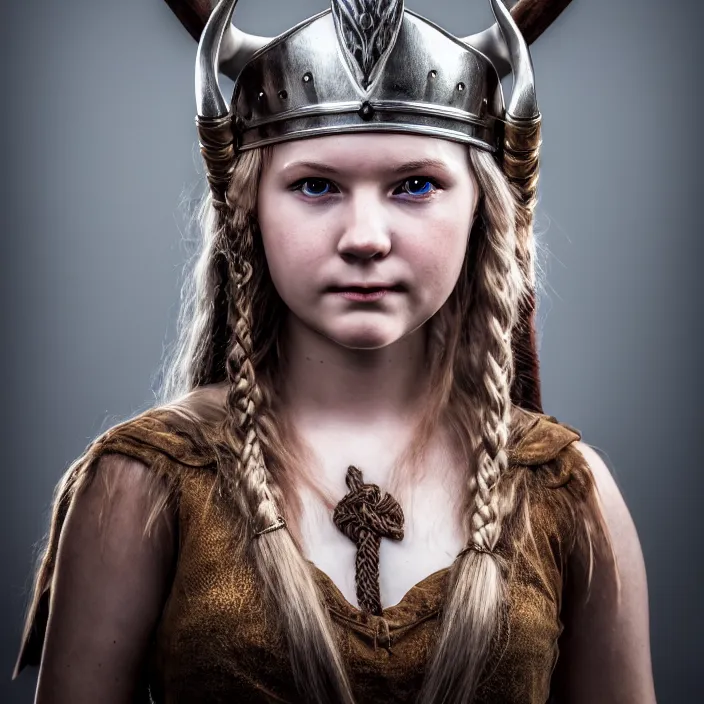 Image similar to photo of a very cute! beautiful young adult viking queen, highly detailed, 4 k, hdr, smooth, sharp focus, high resolution, award - winning photo