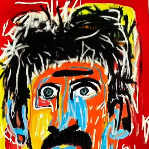 Image similar to frank zappa portrait painted by jean michel - basquiat