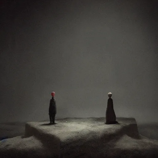 Image similar to the lost sould, surrealistic detailed claymation art, dark, moody, foggy