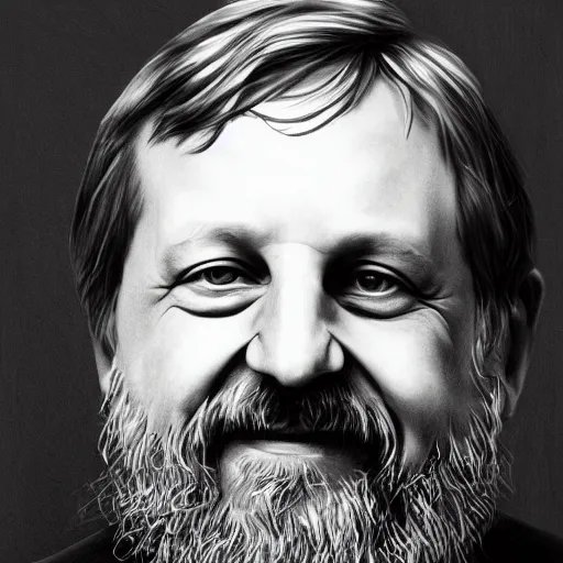 Image similar to sketch portrait of slavoj zizek with a coca cola bottle, artistic pencil drawing, detailed, award - winning, trending on artstation