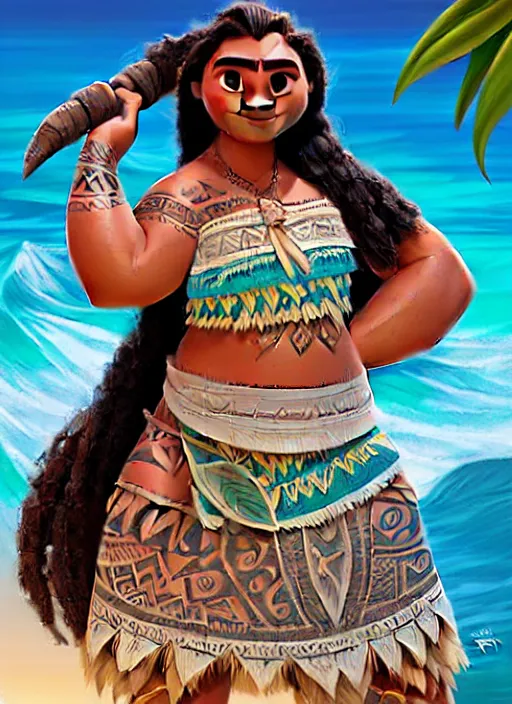 Image similar to moana 2, the sequel, wlop + royo + artgerm