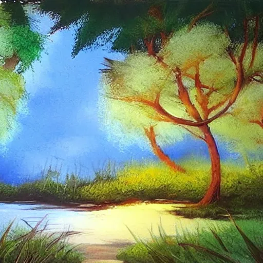 Image similar to bob ross in the nature by bob ross